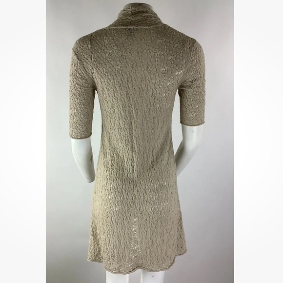 Eileen Fisher Sz XS 100% Wool Open Knit Lightweight Cardigan Tan Open Face - Picture 4 of 6
